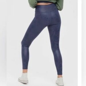 63. Aerie Navy Blue Faux Leather Crackle High-Rise Leggings